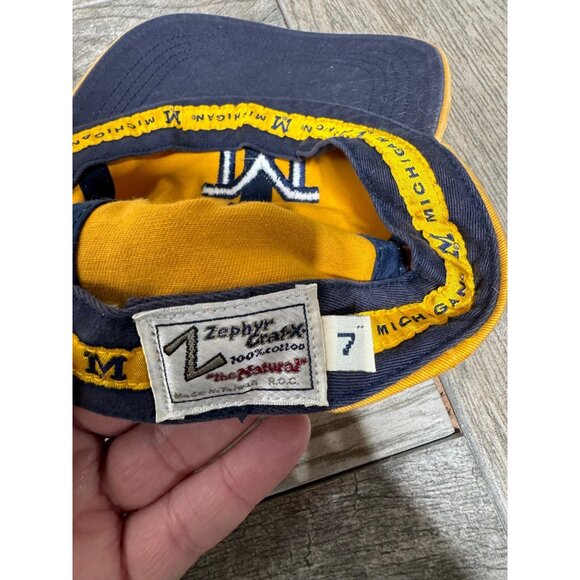 University Of Michigan Wolverines Zephyr Yellow Fitted Hat Baseball Cap Size 7 - Picture 5 of 6